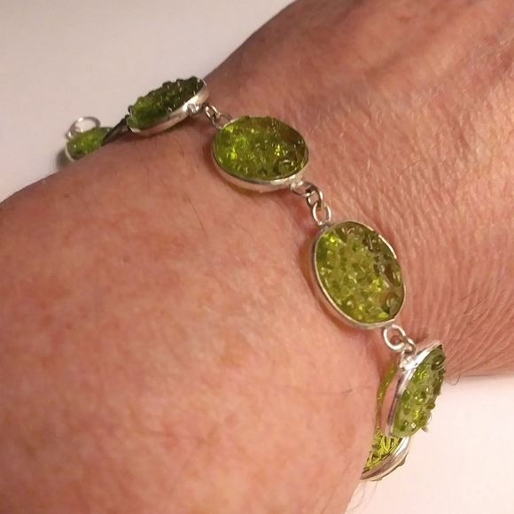 Stunning 925 Sterling Silver Moldavite Bracelet